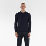 Front of COTTON CASHMERE WHOLEGARMENT 18G / NAVY MELANGE sweater