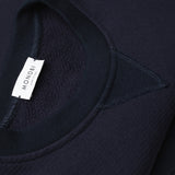 MONOBI label and fabric detail of FULL ORGANIC SWEATSHIRT / BLUE INCHIOSTRO