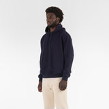 3/4 position of FULL ORGANIC HOODIE / BLUE INCHIOSTRO