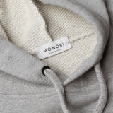 hood detail of FULL ORGANIC HOODIE / PIETRA MELANGE