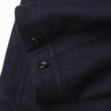 Button detail of RESPONSIBLE WOOL COACH JACKET / BLUE NAVY