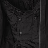 Drawstring and buttons detail of 3LAYER COTTON RAINPARKA / NERO