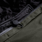 Drawstring and zip detail of 3LAYER COTTON RAINPARKA / VERDE MILITARE