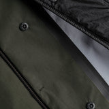zip and button detail of 3LAYER COTTON RAINPARKA / VERDE MILITARE