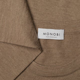 MONOBI label detail of PURE CASHMERE JERSEY STITCH 18G / SESAME sweater