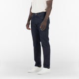 3/4 position of RAW INDIGO SELVAGE DENIM / INDACO pants