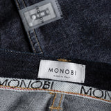 MONOBI label and NFC tag details of RAW INDIGO SELVAGE DENIM / INDACO pants