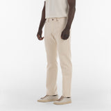 3/4 position of RAW INDIGO SELVAGE DENIM / NATURALE pants
