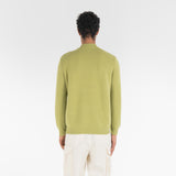back of PURE CASHMERE MOCK NECK SWEATER 7G / GRASS