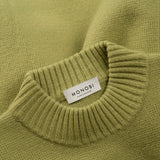 collar detail of PURE CASHMERE MOCK NECK SWEATER 7G / GRASS