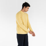 model wears PURE CASHMERE MOCK NECK SWEATER 7G / SUN