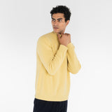 model wears PURE CASHMERE MOCK NECK SWEATER 7G / SUN