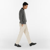 model wears AGELESS CORDUROY PANTS / GESSO