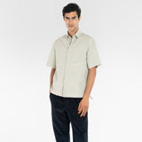 model wears AGELESS CORDUROY PANTS / BLUE NAVY