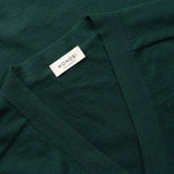 MONOBI label detail of PURE CASHMERE FEATHER LIGHT CARDIGAN 18G / FOREST