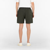 back position of the seersucker drawstring shorts in deep green colour