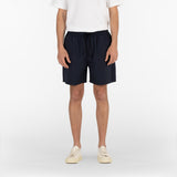 front of seersucker drawstring shorts in blue colour