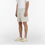 3/4 position of the seersucker drawstring shorts in grey colour