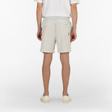 back position of the seersucker drawstring shorts in grey colour
