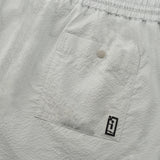 seersucker drawstring shorts back pocket detail in grey colour