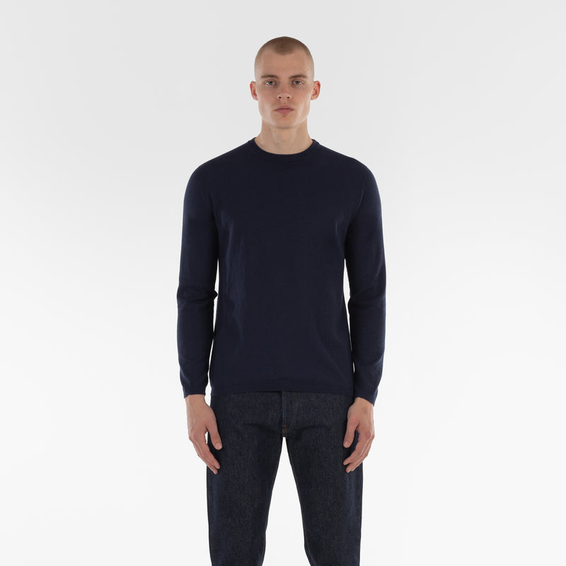 Parte anteriore del maglione COTTON CASHMERE WHOLEGARMENT 18G / NAVY MELANGE