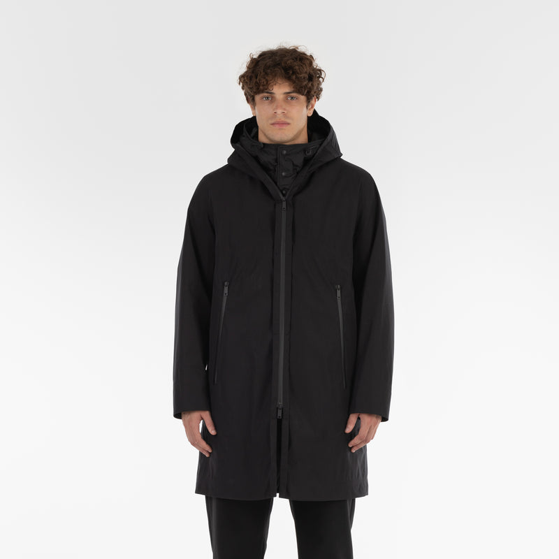 Parte anteriore di 3LAYER COTTON RAINPARKA / NERO