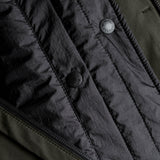 Dettaglio dei bottoni di 3LAYER COTTON RAINPARKA / VERDE MILITARE 