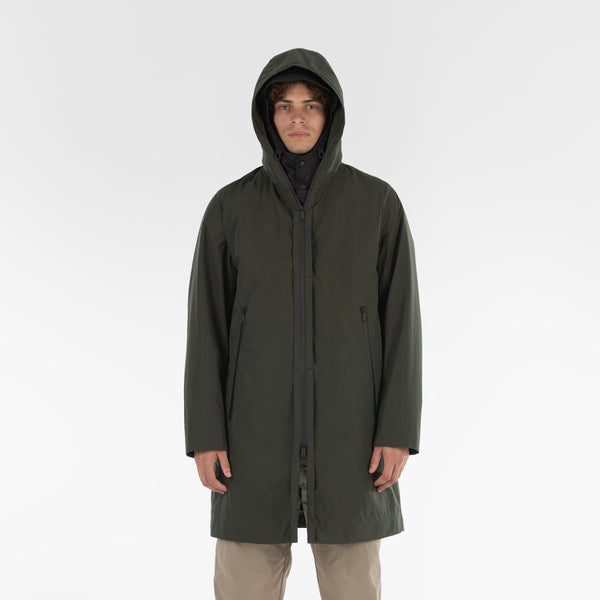 Parte anteriore di 3LAYER COTTON RAINPARKA / VERDE MILITARE