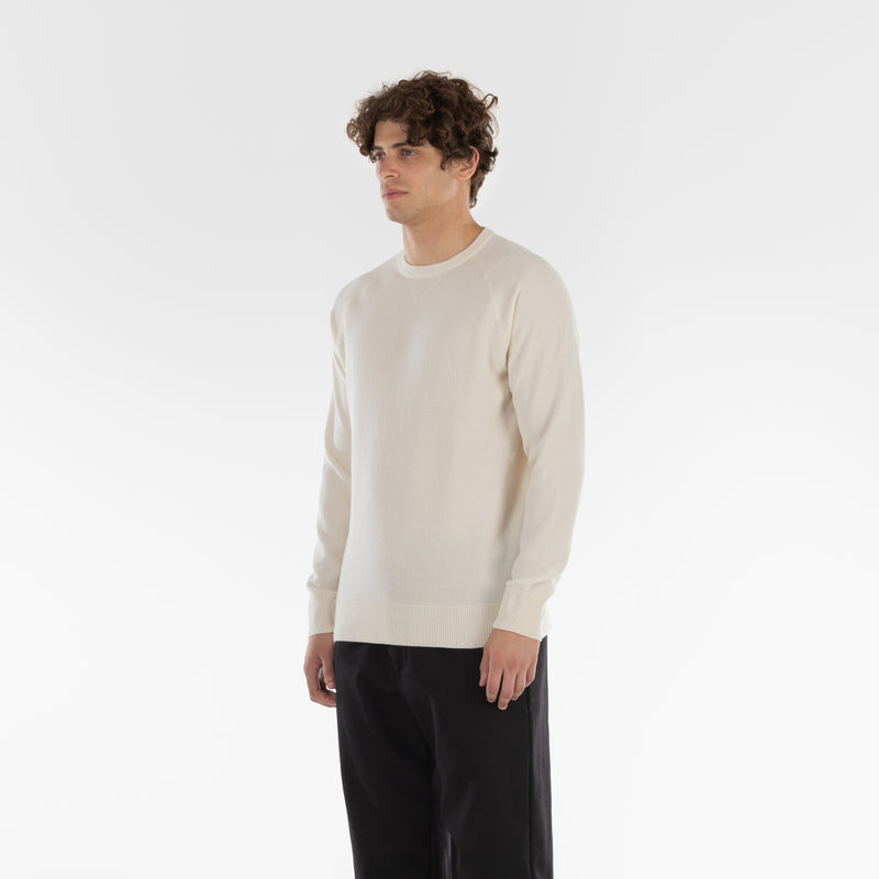 3/4 di posizione del maglione PURE CASHMERE FRENCH TERRY 12G / SNOW