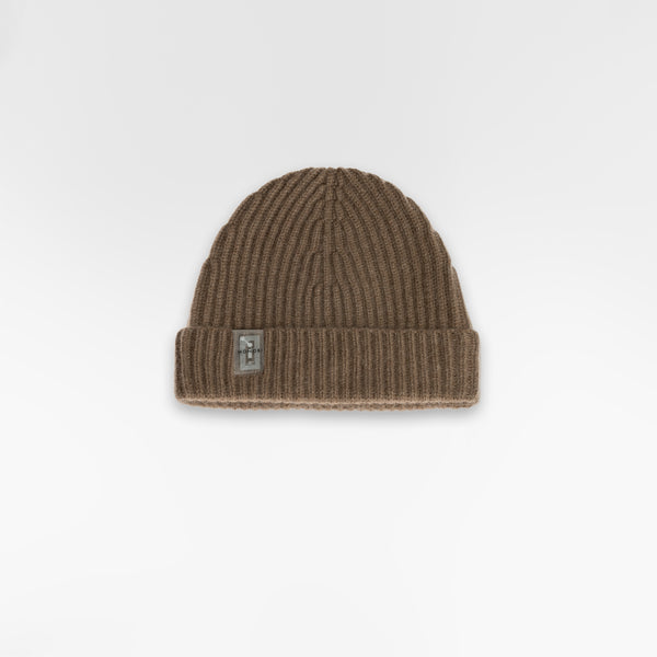 Fronte di PURE CASHMERE BEANIE / SESAME