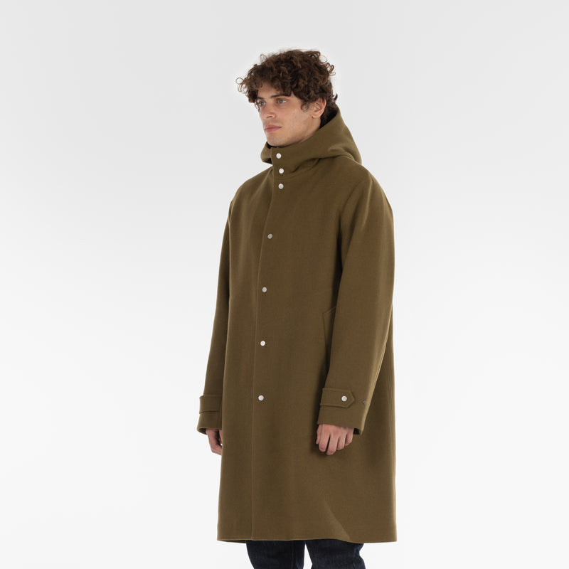 CAPPOTTO CAMMELLO CON CAPPUCCIO / VERDE LODEN