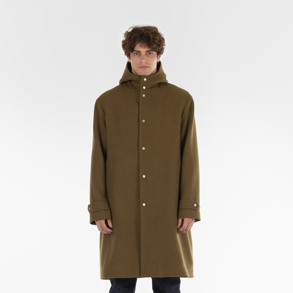 CAPPOTTO CAMMELLO CON CAPPUCCIO / VERDE LODEN