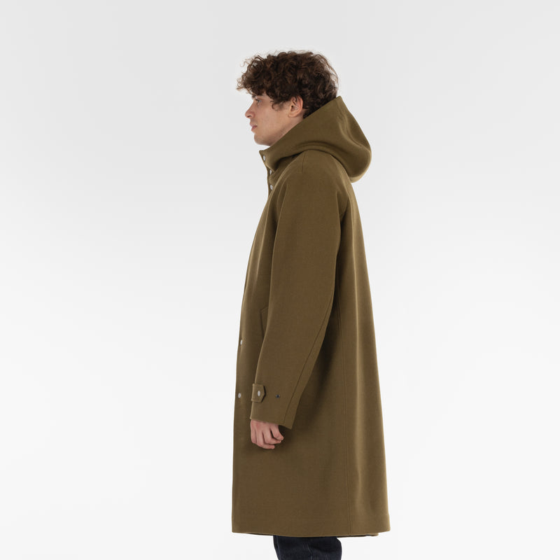 CAPPOTTO CAMMELLO CON CAPPUCCIO / VERDE LODEN