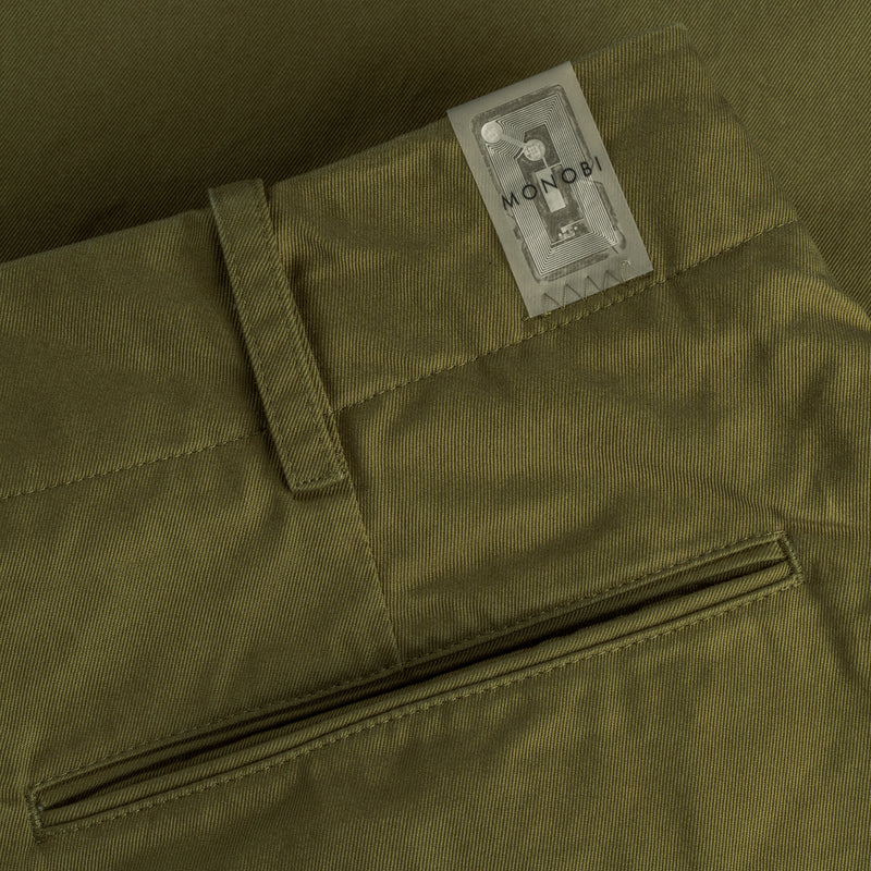 Dettaglio etichetta NFC di BIO GABARDINE CHINO / VERDE RANA