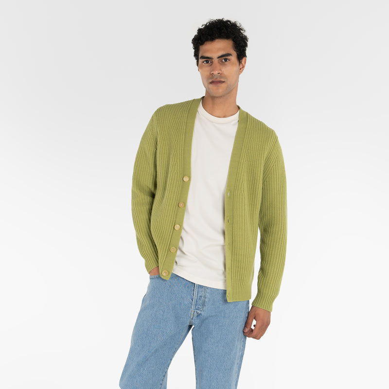 PURE CASHMERE TIMELESS CARDIGAN 5G / GRASS