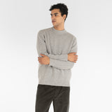 PURE CASHMERE MOCK NECK SWEATER 7G / MELANGE GREY