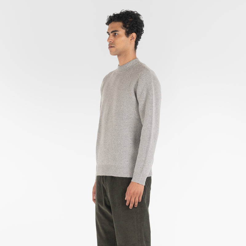 PURE CASHMERE MOCK NECK SWEATER 7G / MELANGE GREY