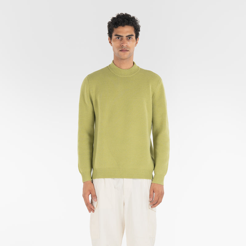 PURE CASHMERE MOCK NECK SWEATER 7G / GRASS