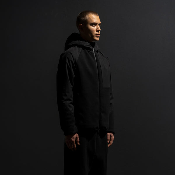 HYBRID KNIT INSULATED TUBE JACKET / BLACK