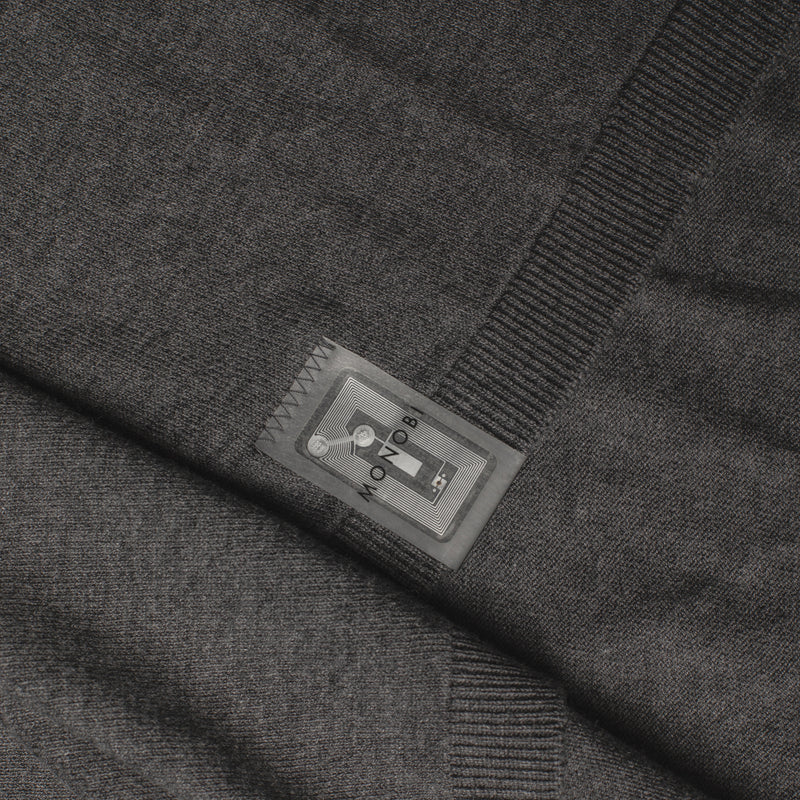 NFC tega detail of COTTON CASHMERE WHOLEGARMENT 18G / GRIGIO MELANGE sweater