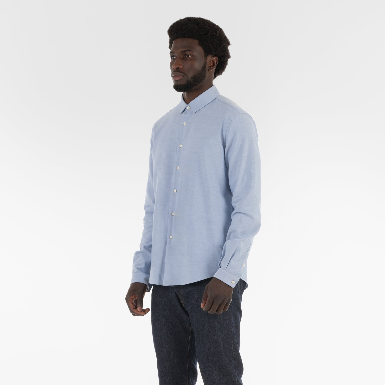 Side Pocket Oxford Shirt / Light Blue