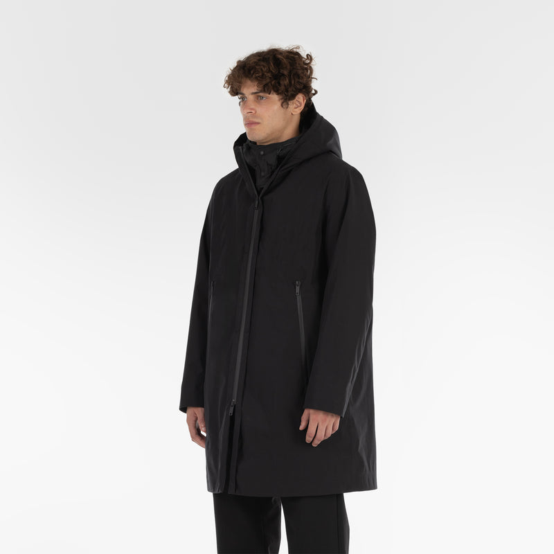 3/4 position of 3LAYER COTTON RAINPARKA / NERO