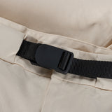 integrated belt buckle detail of BIO GABARDINE SHORTS / NATURALE