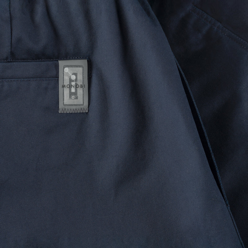 NFC tag detail of BIO GABARDINE SHORTS / BLUE NAVY