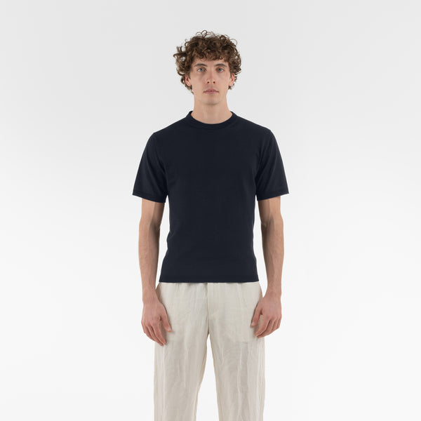 ORGANIC COTTON WHOLEGARMENT TSHIRT / NAVY BLUE