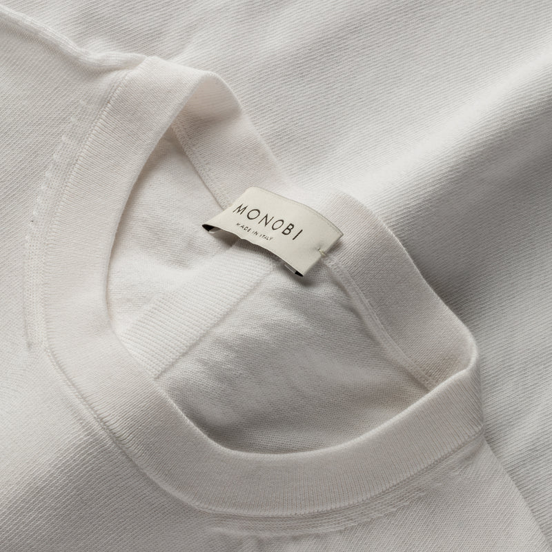 collar and MONOBI label details of SUPERIOR PIMA TSHIRT 18G / BIANCO