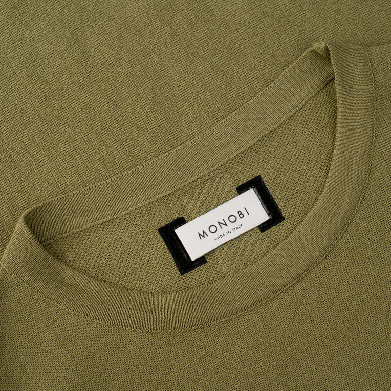 MONOBI label detail of ORIGAMI TEE / VERDE SALVIA