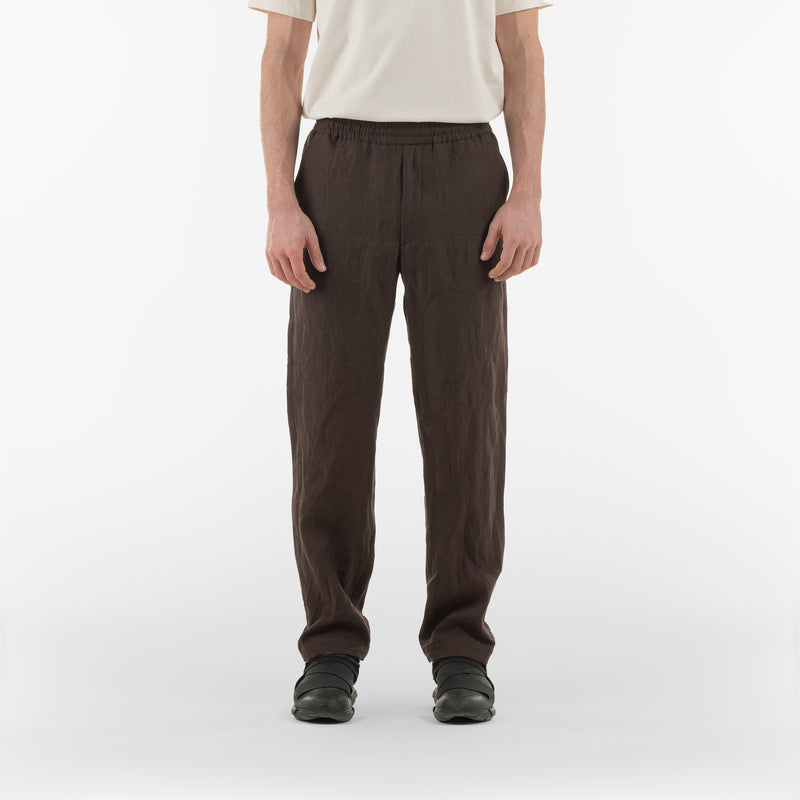 Front of EASY LINEN PANTS / CIOCCOLATO