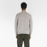 back of PURE CASHMERE MOCK NECK SWEATER 7G / MELANGE GREY