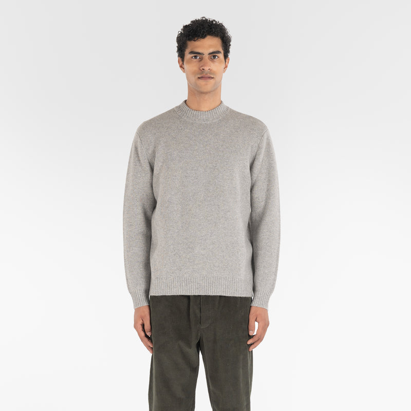 PURE CASHMERE MOCK NECK SWEATER 7G / MELANGE GREY